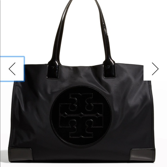 Ella Patent Nylon Tote Bag. Black